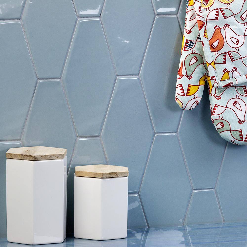 Birmingham Hexagon Dew 4 in. x 8 in. Polished Ceramic Subway Tile (5.38 sq. ft. / box) - Hercitys