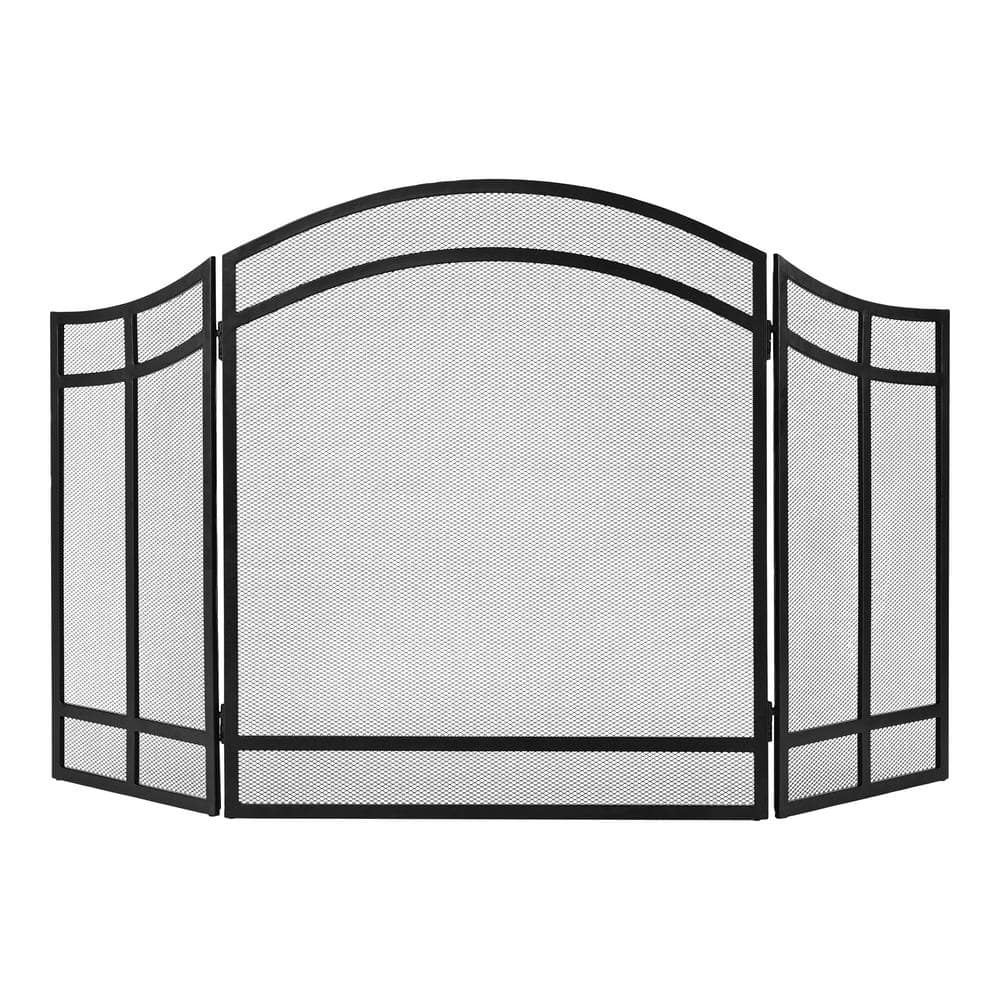 Salishan Black Steel 3-Panel Fireplace Screen - Hercitys