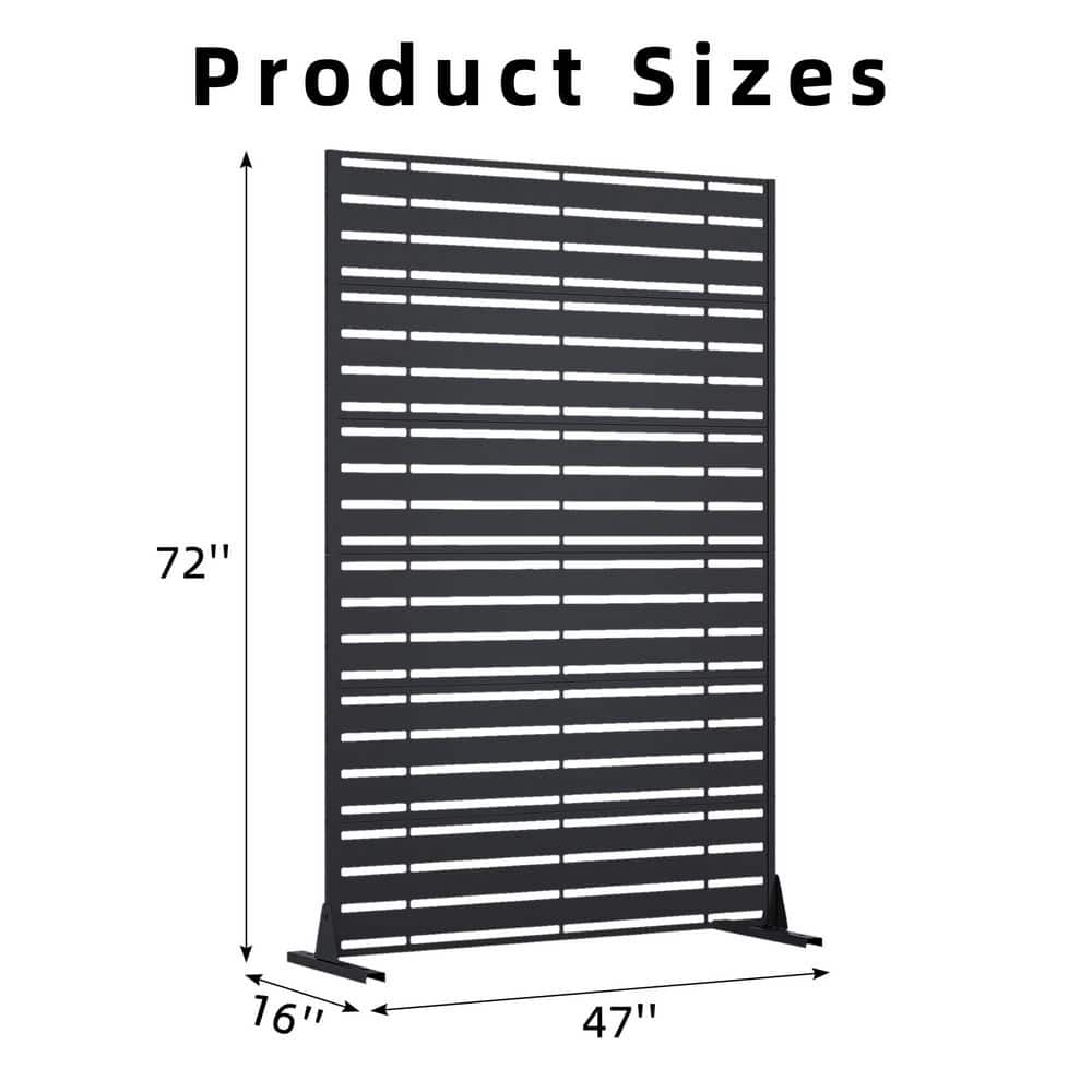 72 in. x 47 in. Black Galvanized Steel Garden Fence - Hercitys