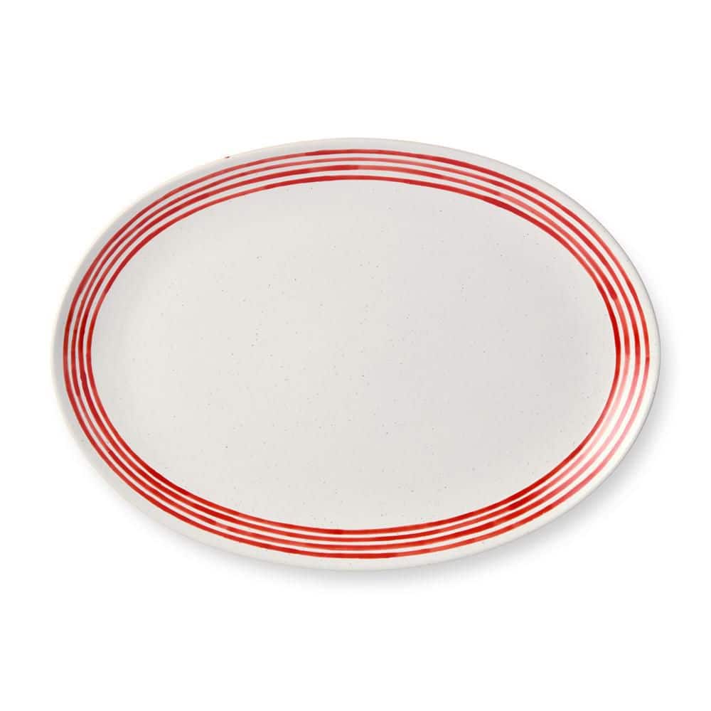 Dockside 12 in. Red Stoneware Oval Platter - Hercitys