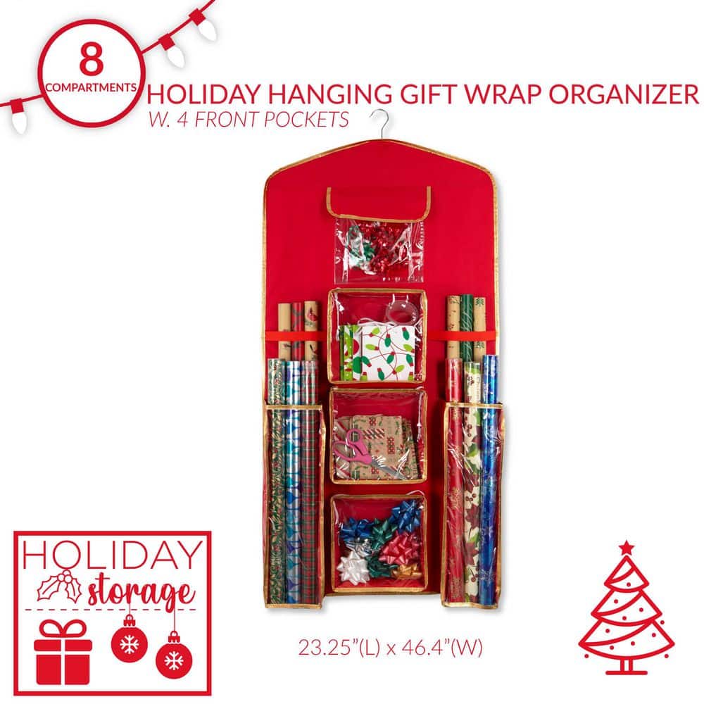 9 Gal. 8-Compartment Hanging Holiday Gift Wrap Organizer - Hercitys