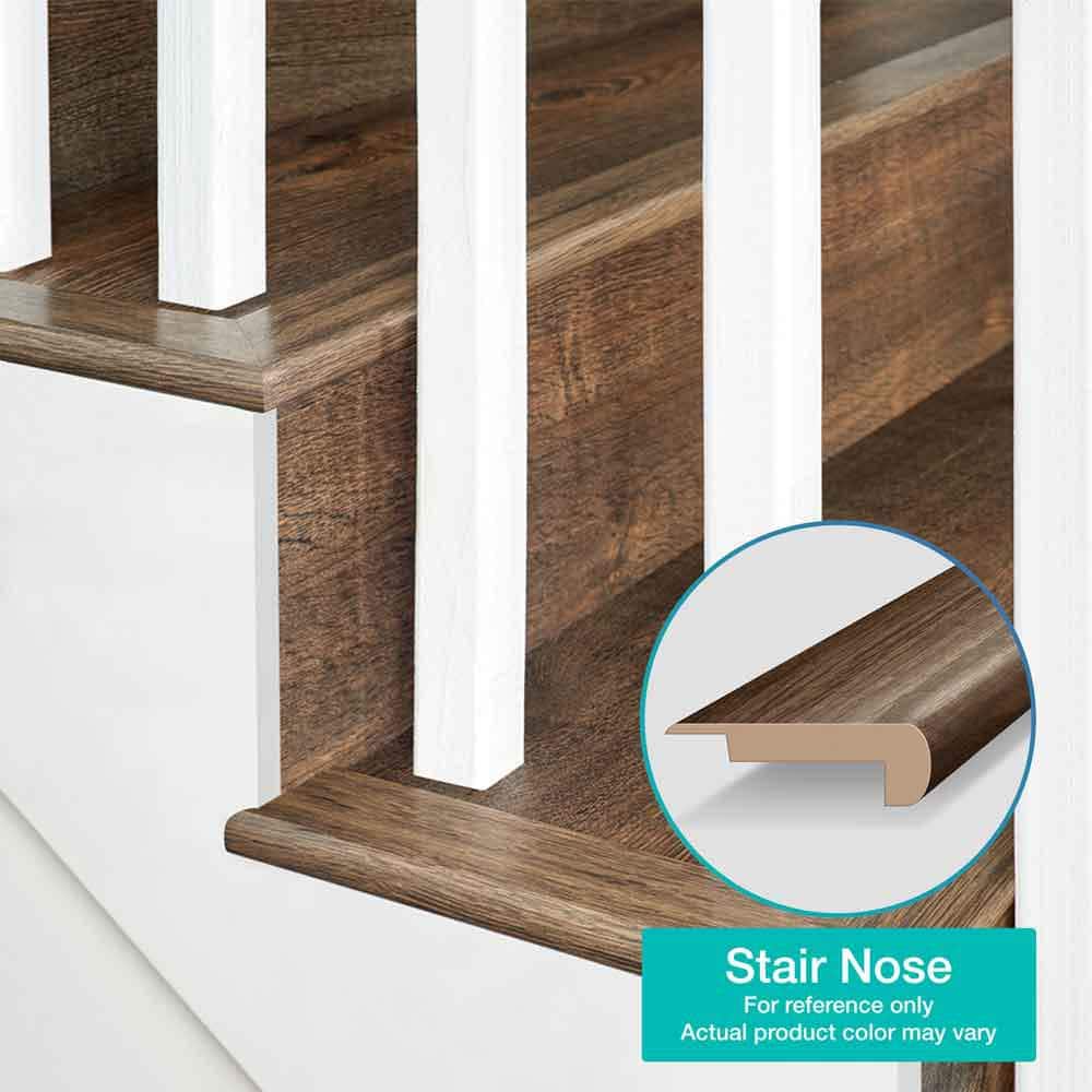 Blanched 0.75 in. T x 2.37 in. W x 78.7 in. L Textured Wood Look Laminate Moulding/Trim Stair Nose Molding - Hercitys