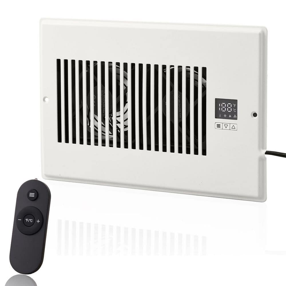 Register Booster Fan, Quiet Vent Booster Fan Fits 6 x 10 in. Register Holes, with Remote Control and Thermostat Control - Hercitys