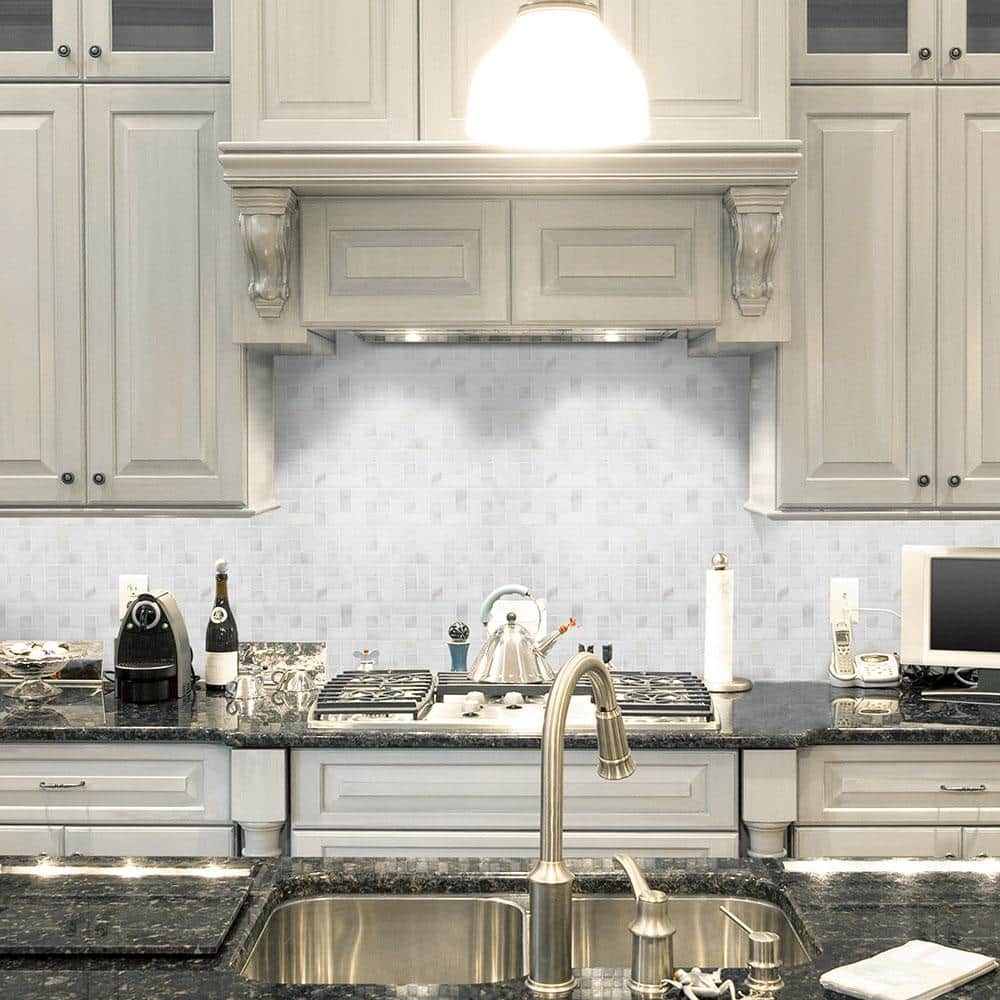 Ice Blocks White 11.875 in. x 11.875 in. Honed Marble Wall and Floor Mosaic Tile (9.79 sq. ft./Case) - Hercitys