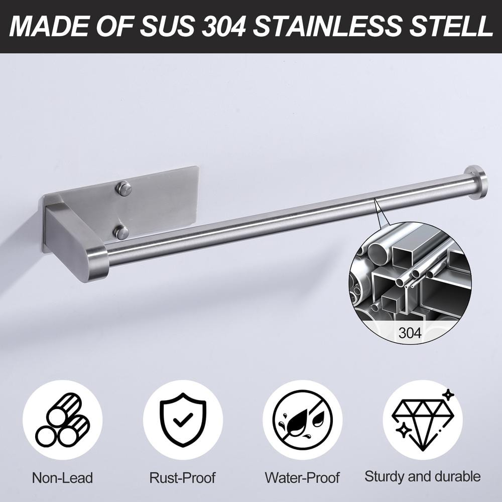 Stainless Steel Wall Mount Drilling Kitchen Bathroom Paper Towel Holder Under Cabinet in Brushed Nickel (2-Pack) - Hercitys