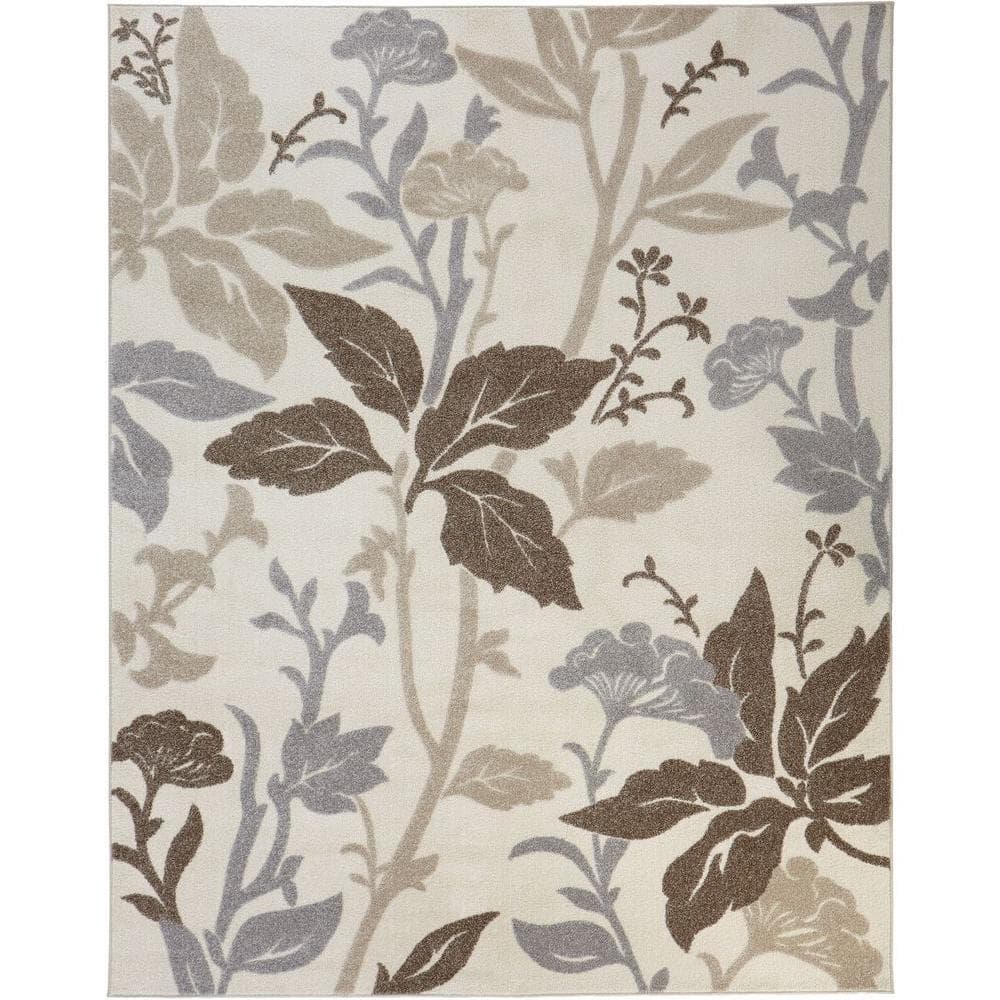 Blooming Flowers Ivory 5 ft. x 7 ft. Area Rug - Hercitys