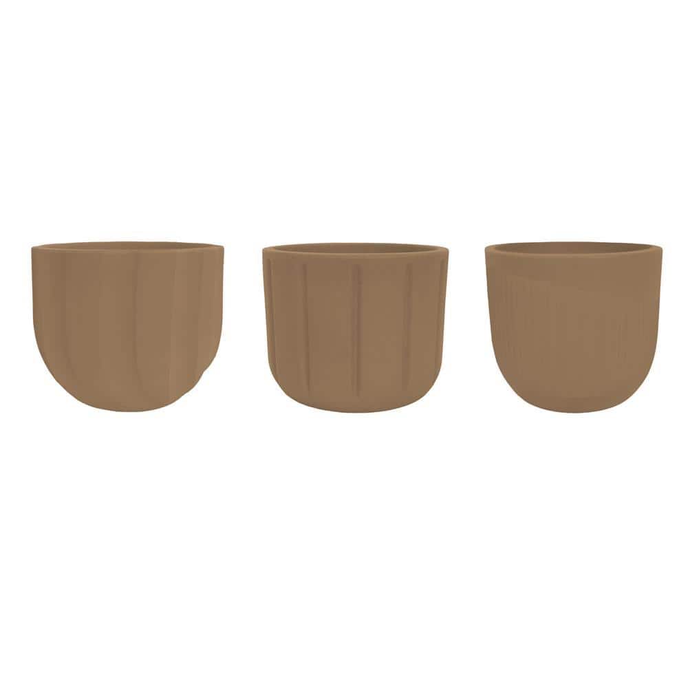Spello 6 in. x 6 in. Ochre Polyethylene Resin Cachepot (3-Pack) - Hercitys