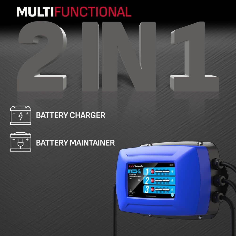 Automotive 12 Volt 15 Amp Three-Bank On-Board Marine Sequential Battery Charger - Hercitys