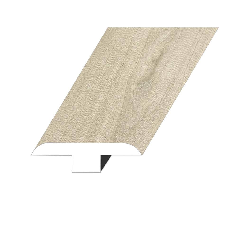 Lineage Timeless Pearl 0.5 in. Thick x 1.8 in. W x 94.5 in. L HDF Waterproof Laminate Embossed Wood Look T-Molding - Hercitys