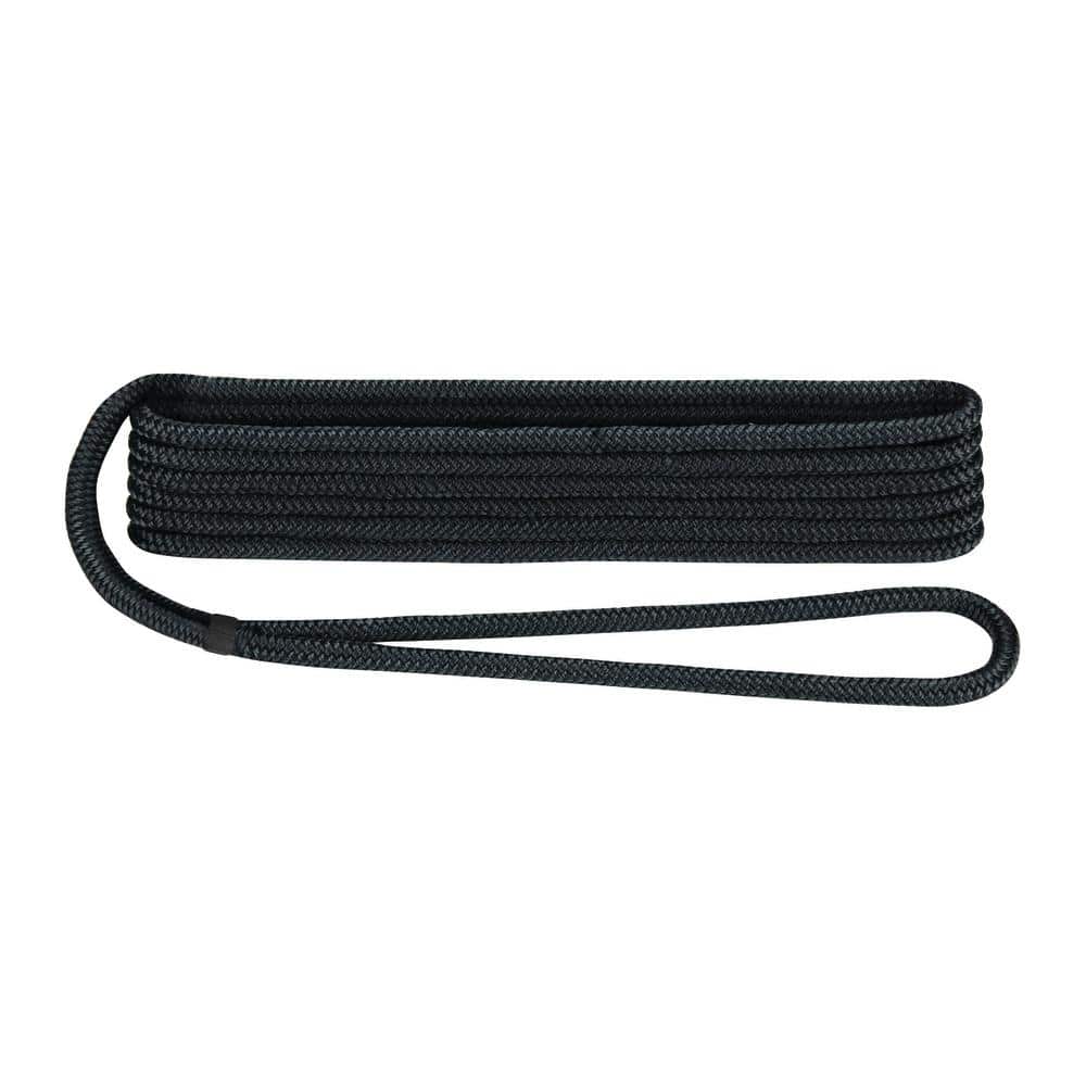 BoatTector Double Braid Nylon Dock Line Value 4-Pack – 3/8 in. x 15 ft., Black - Hercitys