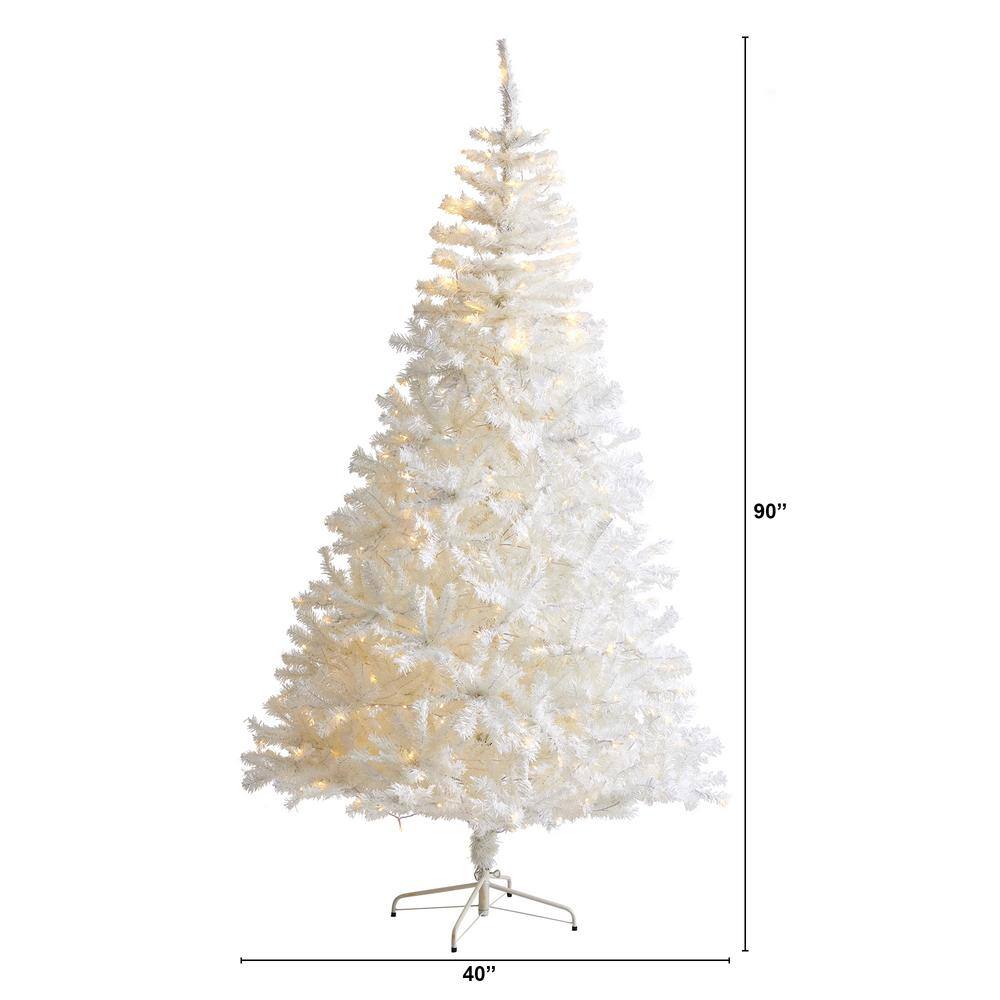 7.5 ft. Pre-Lit White Artificial Christmas Tree with 400 Clear LED Lights - Hercitys