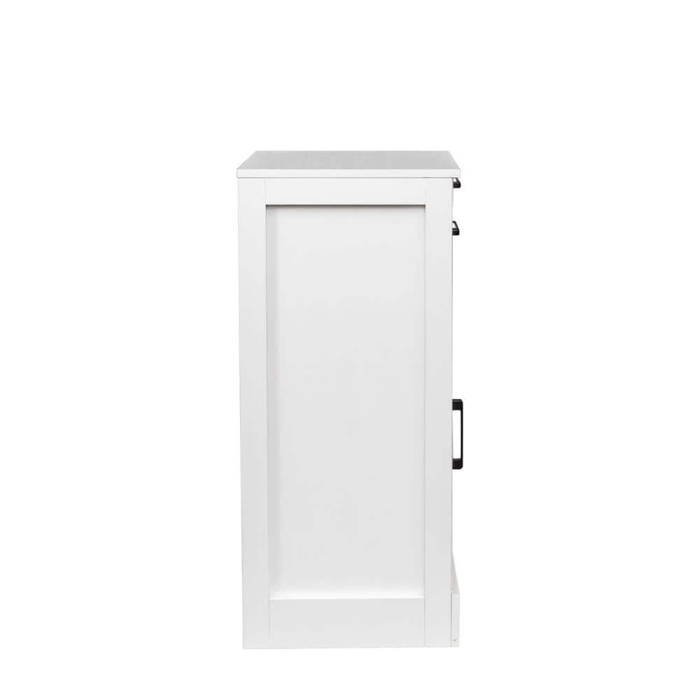 White Freestanding Wooden Wine Bar Cabinet Buffet with Sliding Hutch and 1-Drawer for Kitchen, Dining Room, Entryway - Hercitys