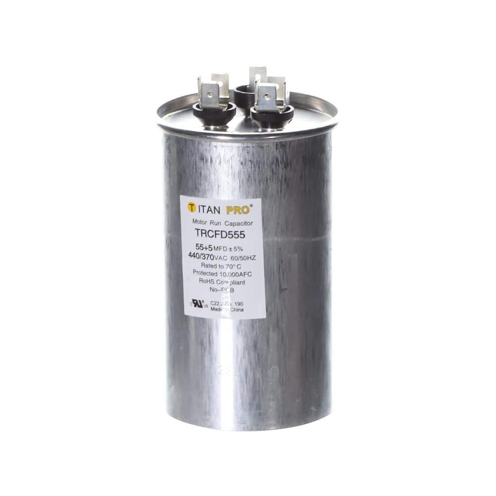 TITAN PRO 55 Plus 5 MFD 440/370V Dual Voltage Round Run Capacitor - Hercitys