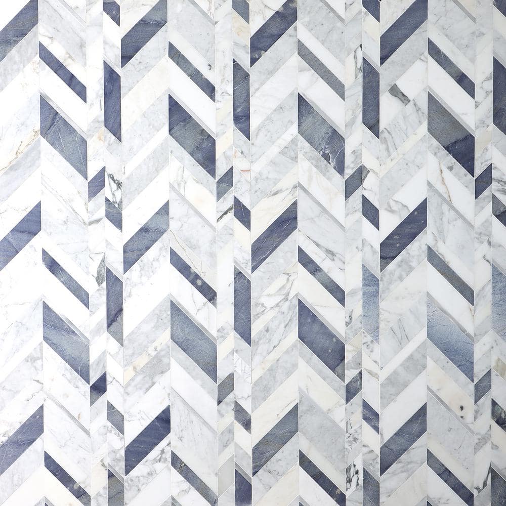 Tyra Azur 11.81 in. x 18.89 in. Polished Marble Wall Mosaic Tile (1.55 sq. ft./Each) - Hercitys