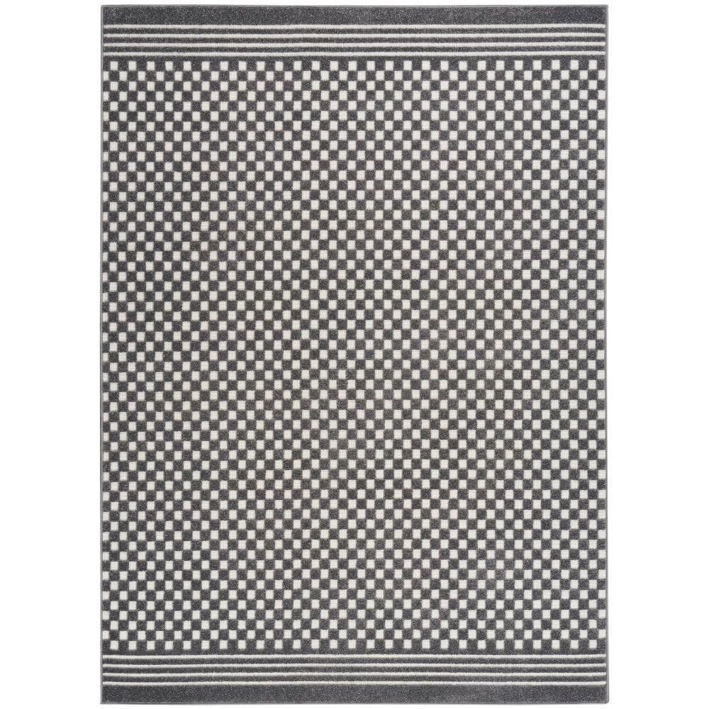 Casual Grey 5 ft. x 7 ft. Checker Contemporary Area Rug - Hercitys