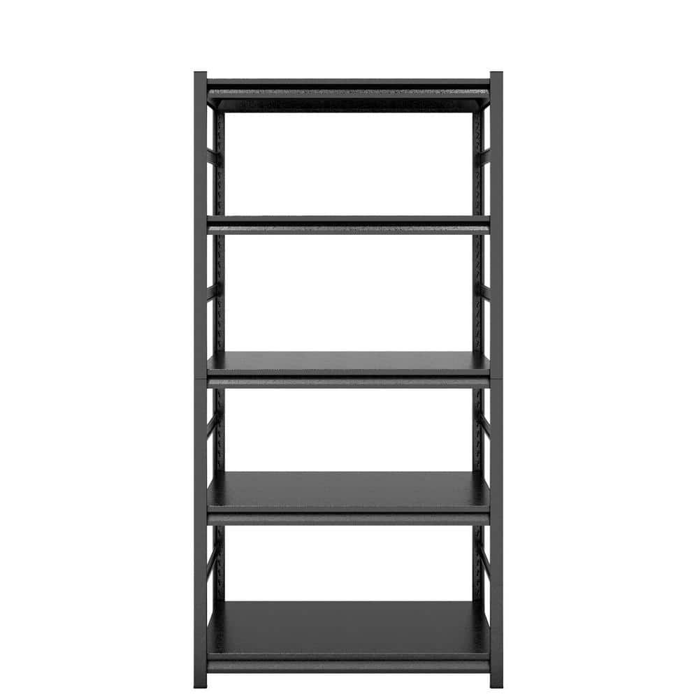 Black 5-Tier Heavy-Duty Metal Solid Garage Storage Shelving (31.5 in. W x 63 in. H x 15.7 in. D) - Hercitys