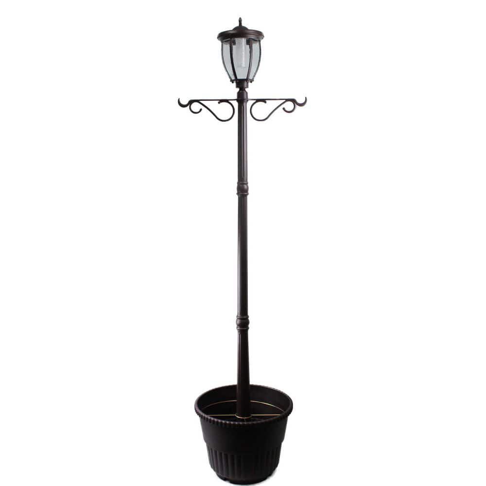 Kenwick 1-Light Outdoor Black Integrated LED Lamp Post and Planter - Hercitys