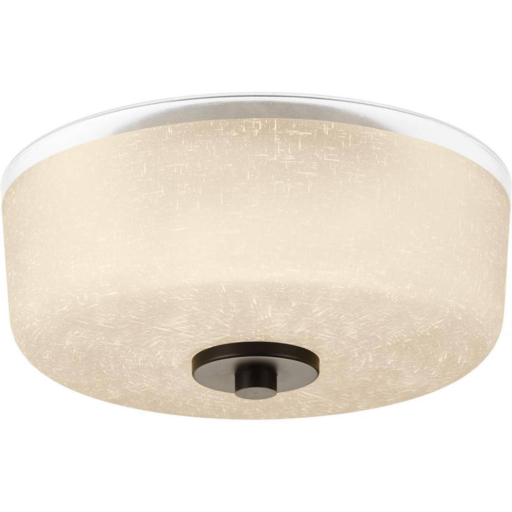 Alexa Collection 2-Light Antique Bronze Flush Mount with Etched Umber Glass - Hercitys