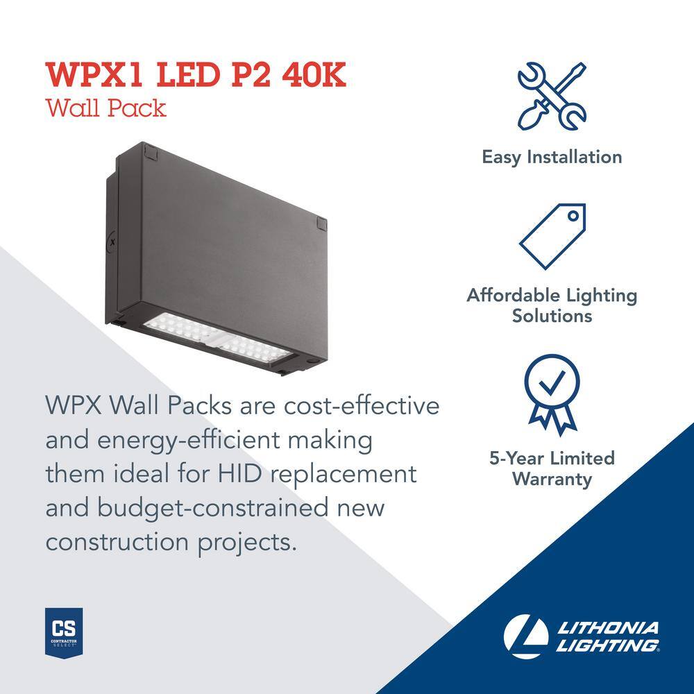 Contractor Select 150- Watt Equivalent Integrated LED Bronze Wall Pack Light, 4000K - Hercitys