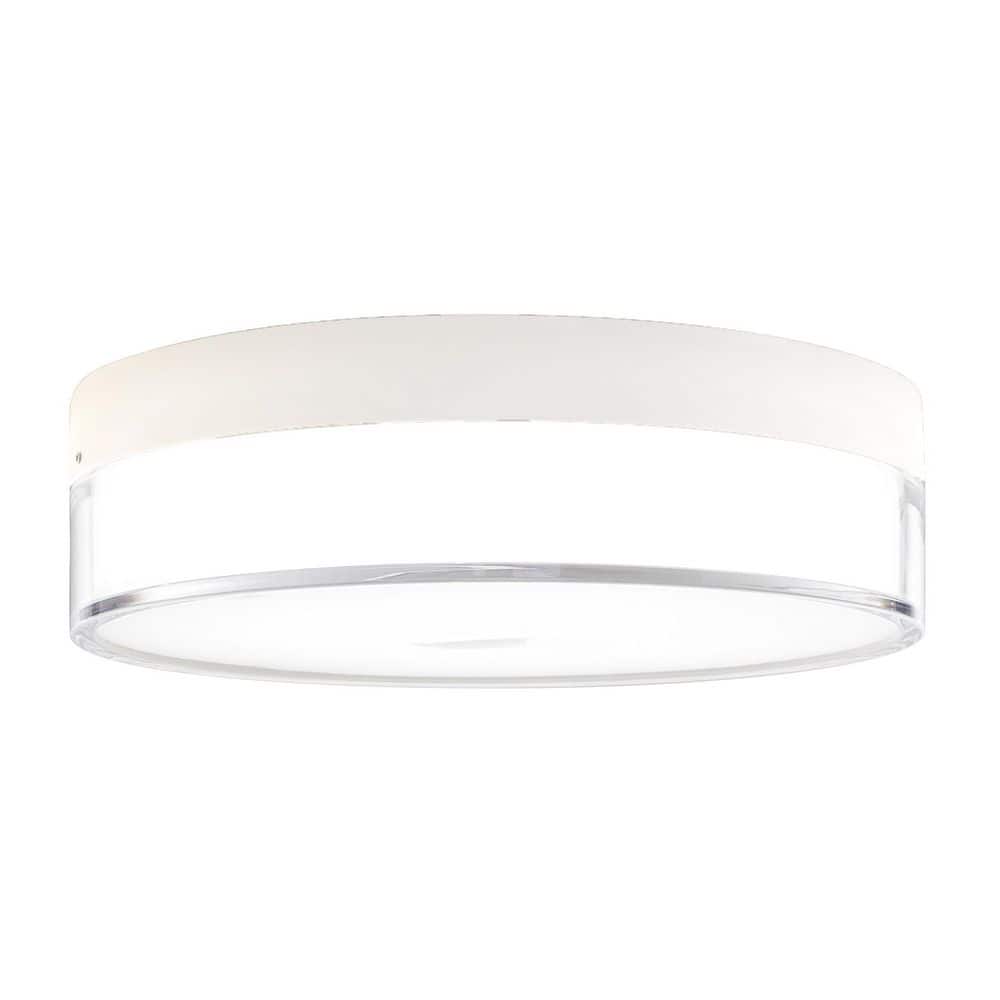 Twist-N-Lite 9 in. White Flush Mount with Clear and White Acrylic Shade Integrated LED (1-Pack) - Hercitys