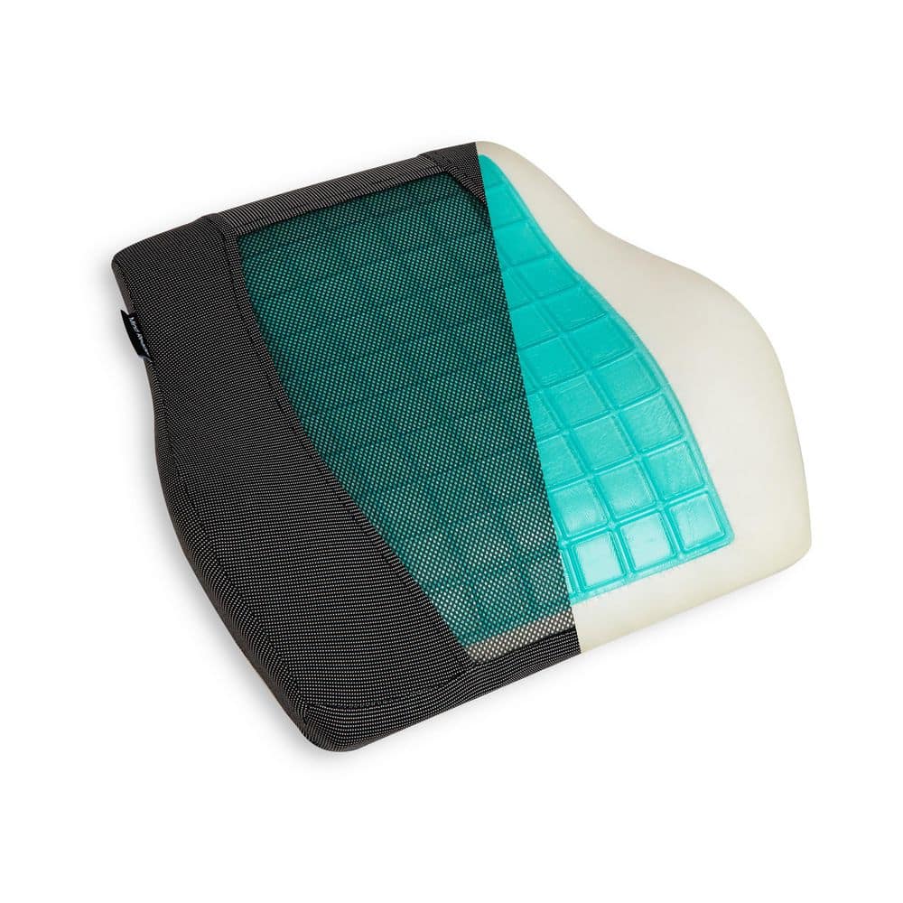 Black Memory Foam Ergonomic Lower Back Cushion 15.5 in. L x 3.75 in. W x 14.25 in. H - Hercitys