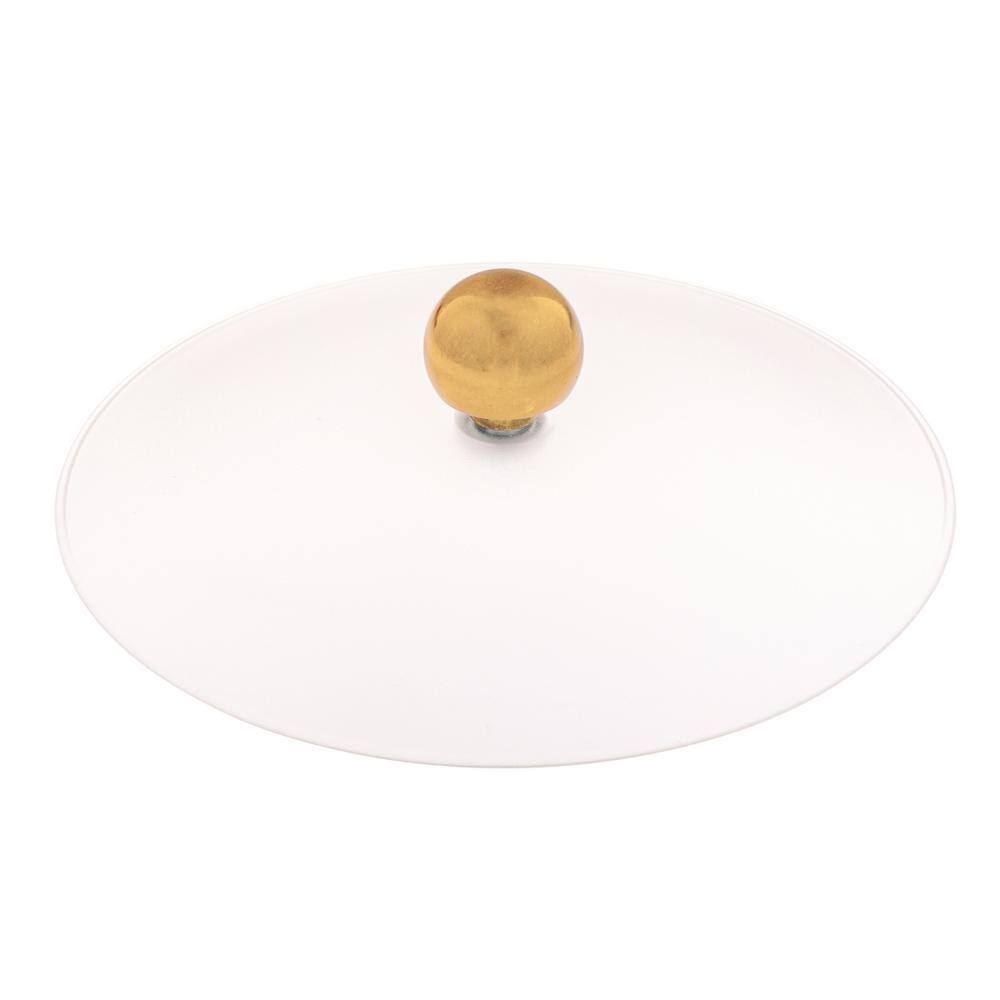 Sophisticates 3 Qt. White and Polished Brass Ice Bucket with Bale Handle and Acrylic Cover - Hercitys