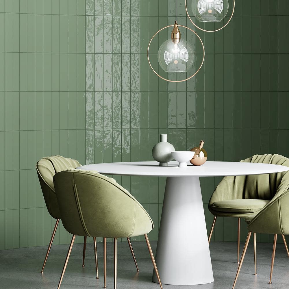 Zarati Jade Green 2.95 in. x 11.81 in. Polished Ceramic Wall Tile (6.03 sq. ft./Case) - Hercitys