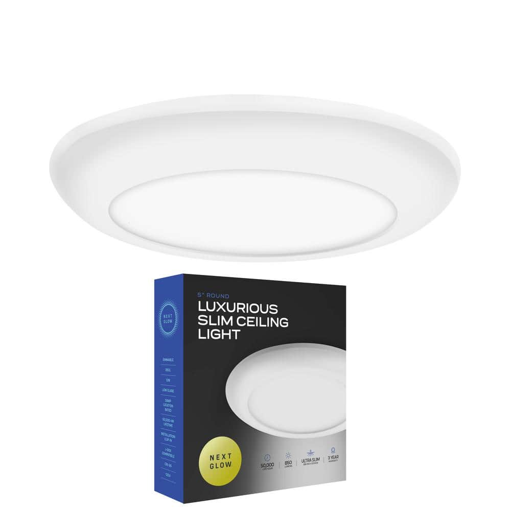 Ultra Slim Luxurious Edge-lit 5 in. Round White 4000K LED Easy Installation Ceiling Light Flush Mount (1-Pack) - Hercitys