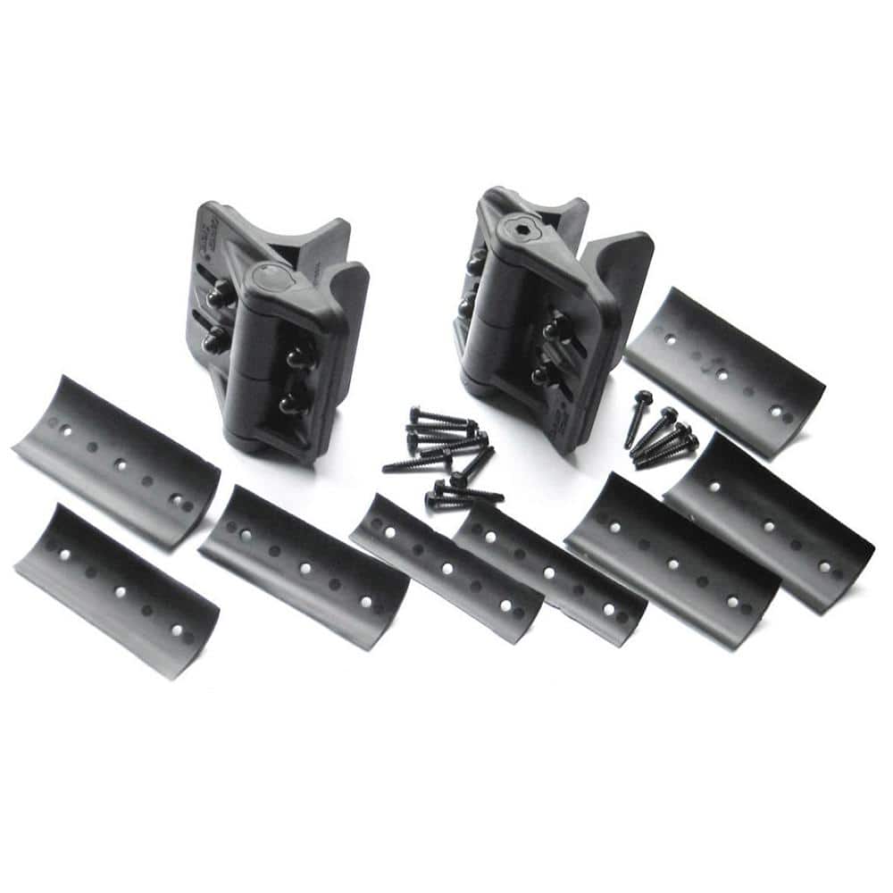 Black Heavy-Duty Nylon Polymer Self-Closing Multi-Adjustable Gate Hinges for Round Posts (2-Pack) - Hercitys