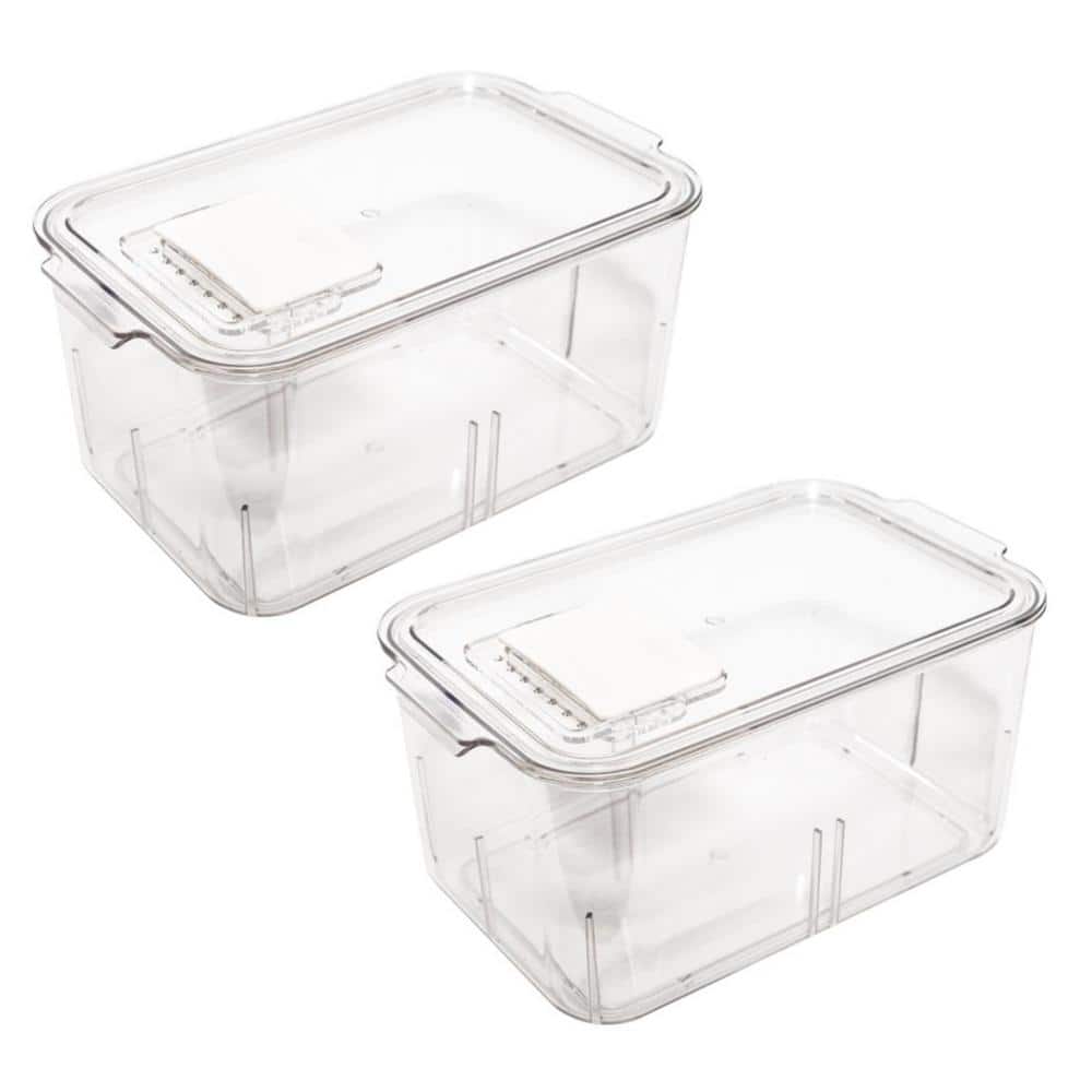 Produce Acrylic Food Storage Container Organizer with Vented Lids 2-Pack - Hercitys