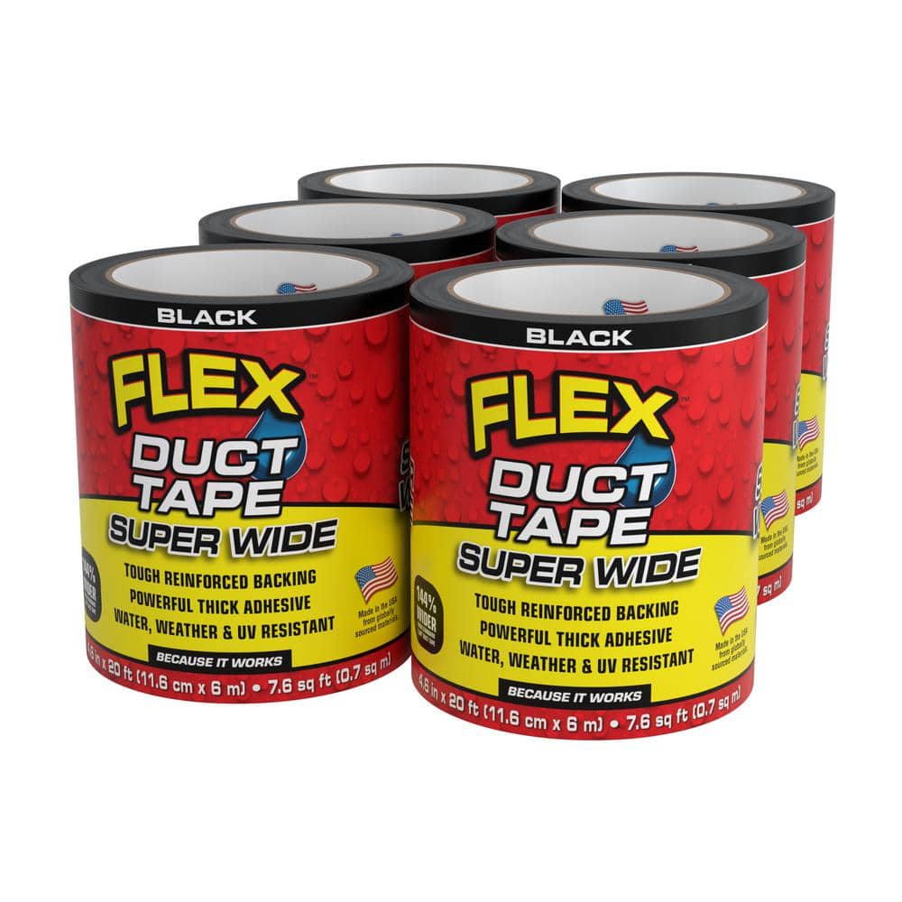 Flex Duct Tape Black 4.60″ x 20′ (6-Pack) - Hercitys