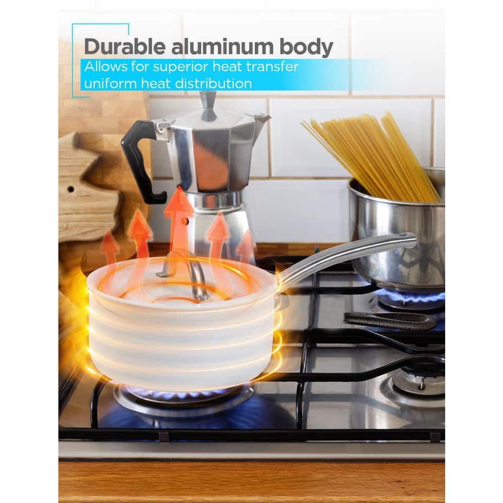 9-Piece Ceramic White Aluminum Cookware Set, Pots and Pans Set, White - Hercitys