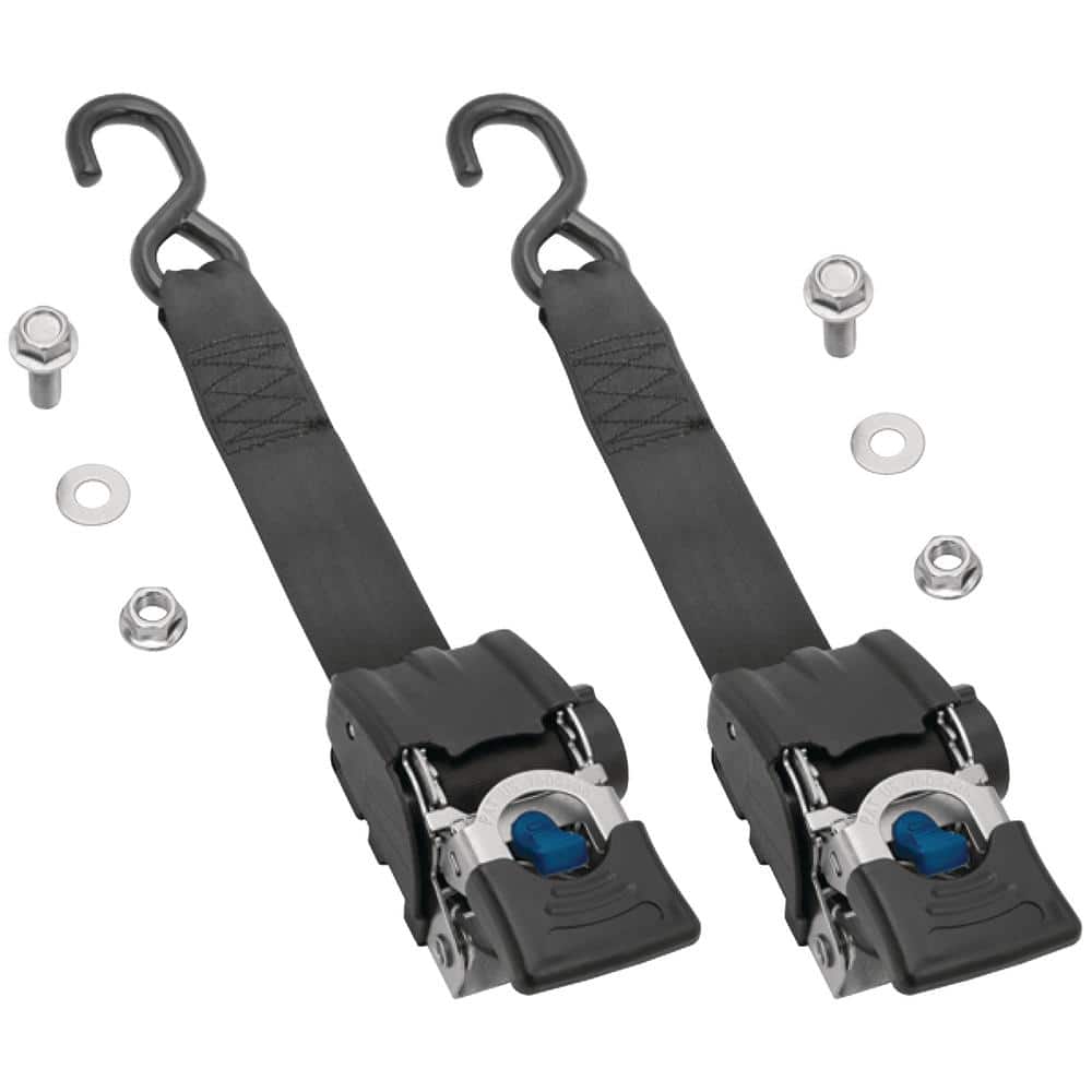 Heavy-Duty 2 in. x 43 in. 833 lb. Work Load Retractable Transom Ratchet Tie Down (2-Pack) - Hercitys