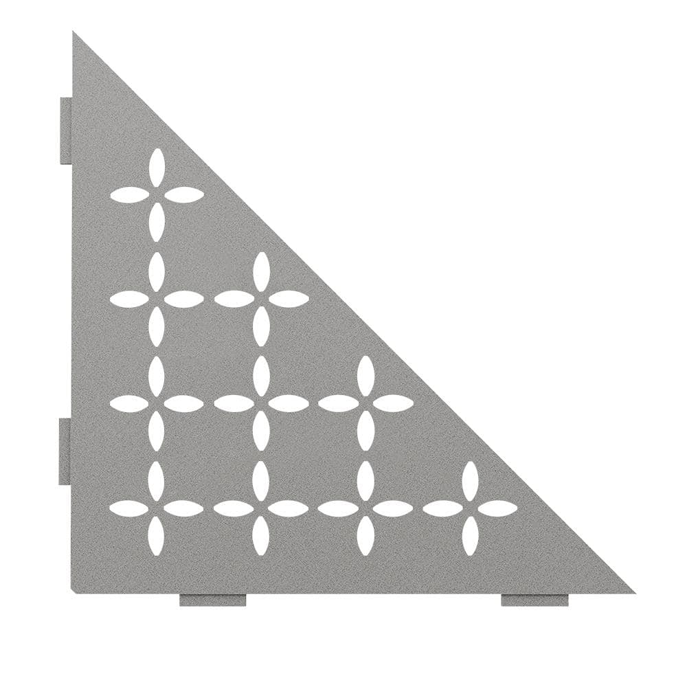 Shelf-E Stone Grey Coated Aluminum Floral Triangular Corner Shelf - Hercitys