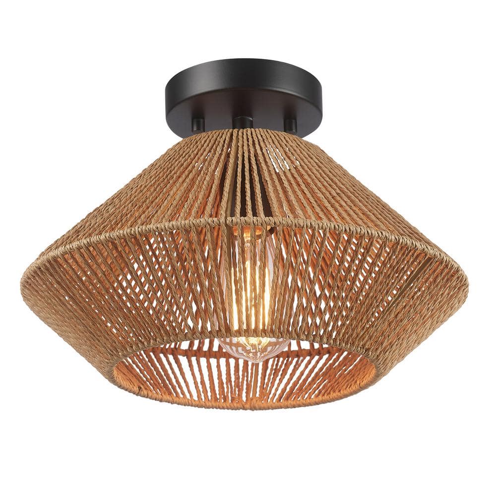 Savannah 1-Light Paper Twine Semi Flush Mount - Hercitys