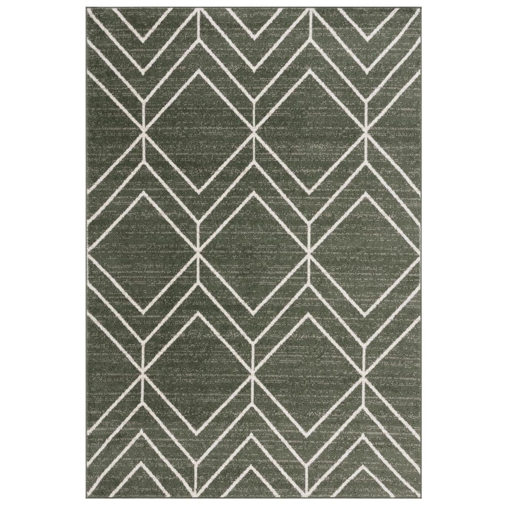 Adirondack Dark Green/Ivory 9 ft. x 12 ft. Diamond Area Rug - Hercitys