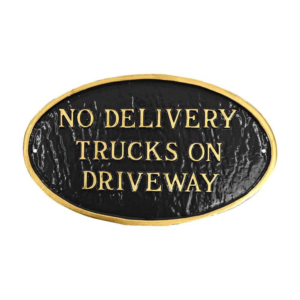 No Delivery Trucks on Driveway Small Oval Statement Plaque-White/Black - Hercitys