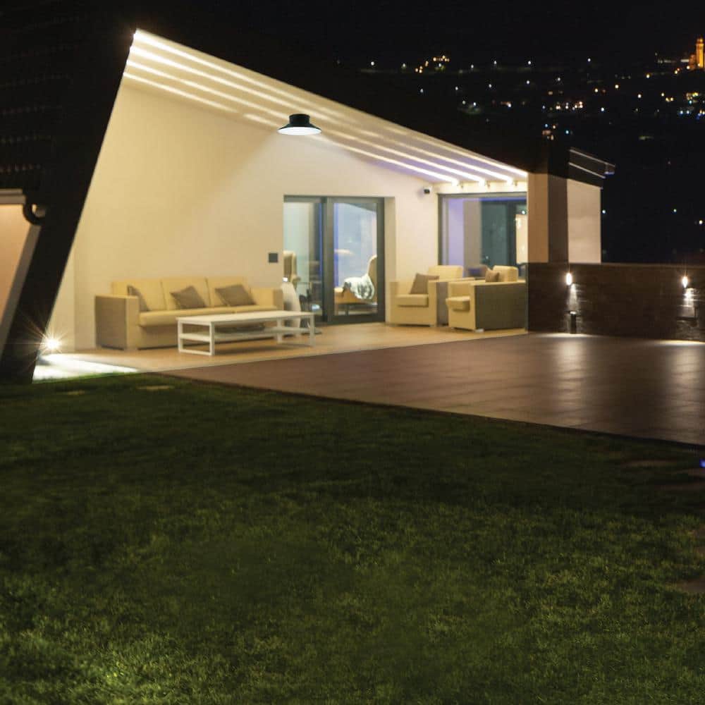 60-Watt Integrated LED Bonze Screw-In/Hardwire Security 4600 Lumens Outdoor Ceiling Canopy Light 5000K 3-Pack - Hercitys