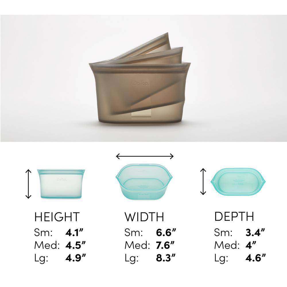 Reusable Silicone 3-Piece Dish Set – Small 16 oz., Medium 24 oz., Large 32 oz. Zippered Storage Containers in Peach - Hercitys