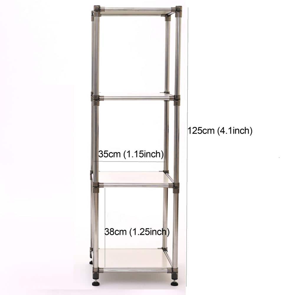 White 4-Tier Heavy Duty Stainless steel Storage Shelving Unit, 100 lbs. /shelf - Hercitys