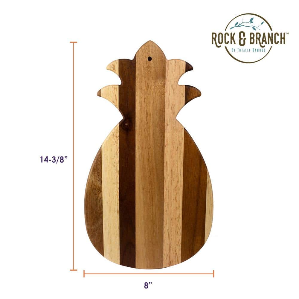 Rock and Branch Series 1-Piece Natural Pineapple Shaped Wood Serving and Cutting Board with Hanging Hole for Wall Art - Hercitys
