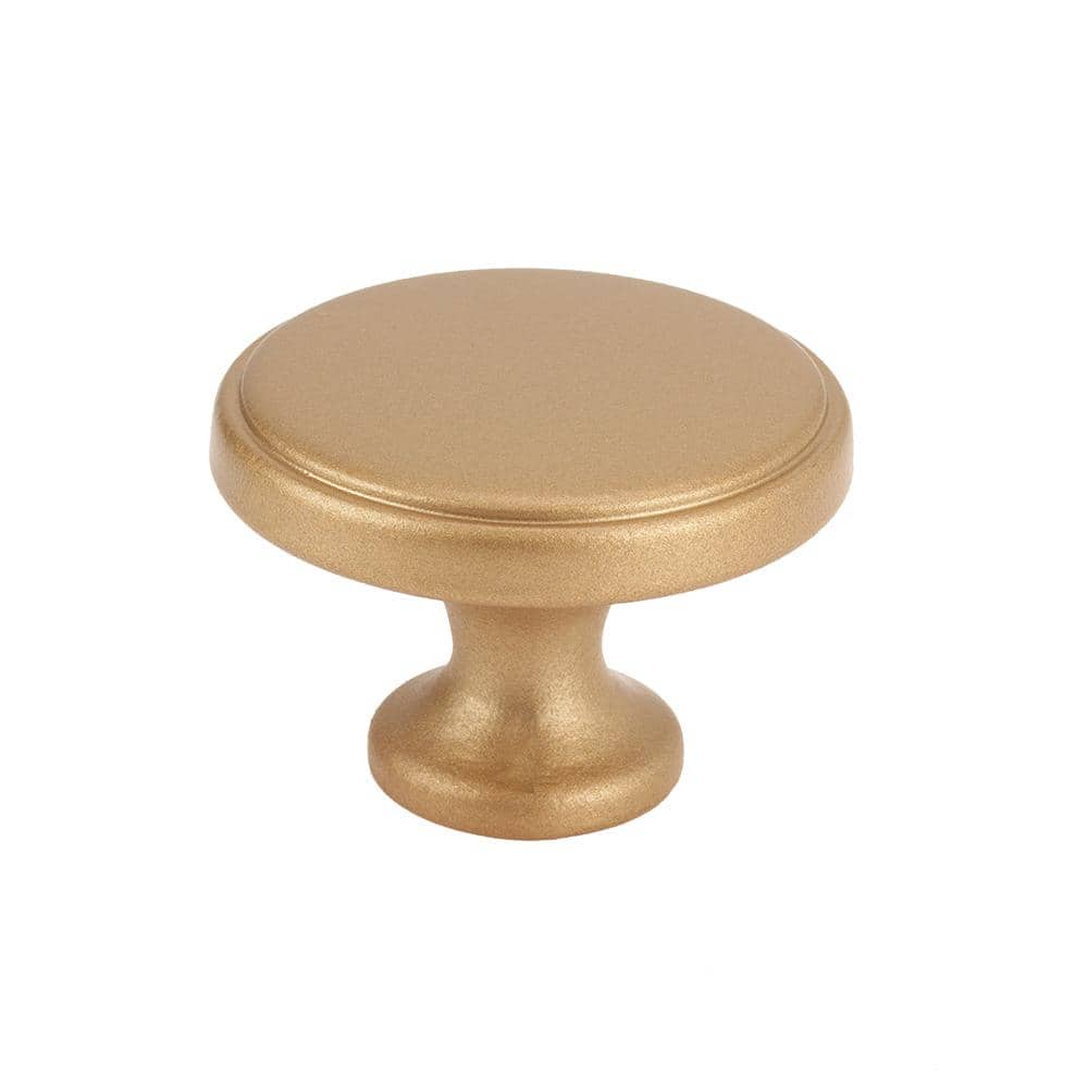 Italian Designs Collection 1.38 in. Matte Brass Round Transitional Cabinet Knob - Hercitys