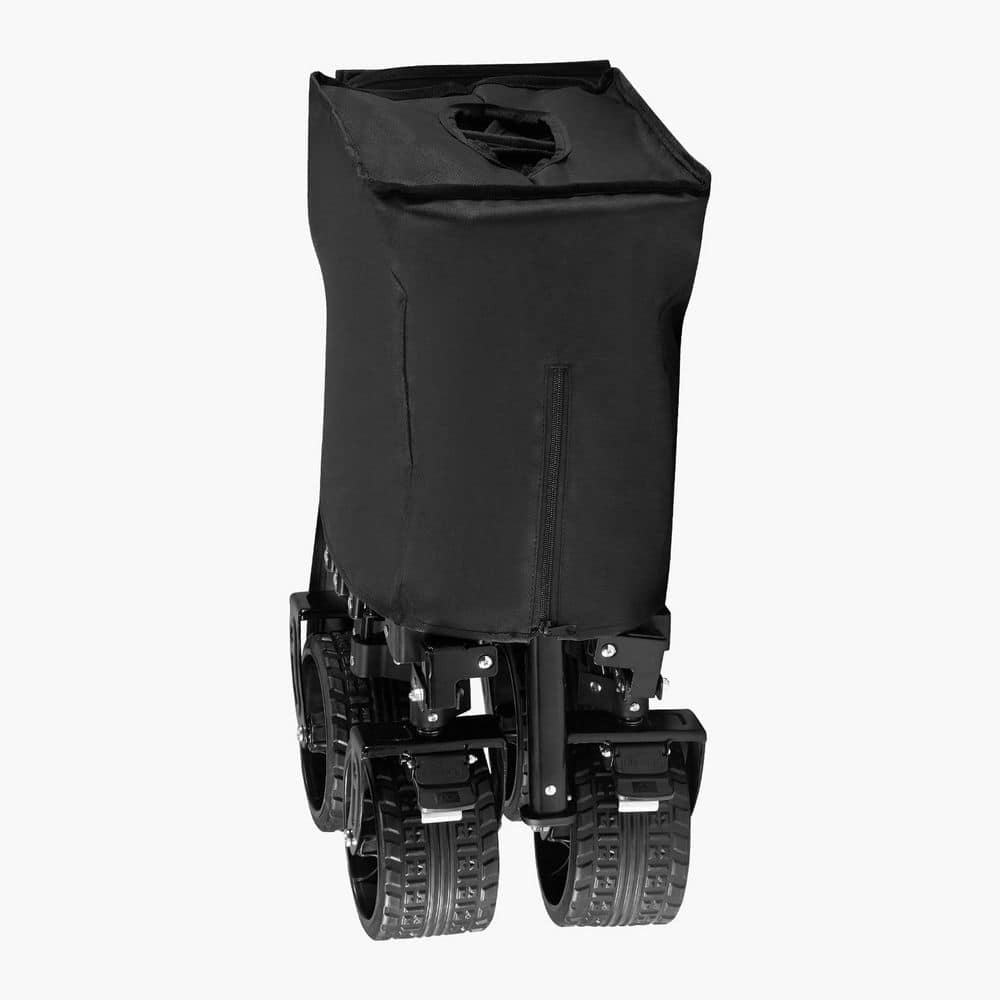 Foldable Wagon with Extended Tailgate, 450lbs. & 300L Large Capacity Collapsible Cart, 15.7 cu. ft., Steel, Garden Cart - Hercitys