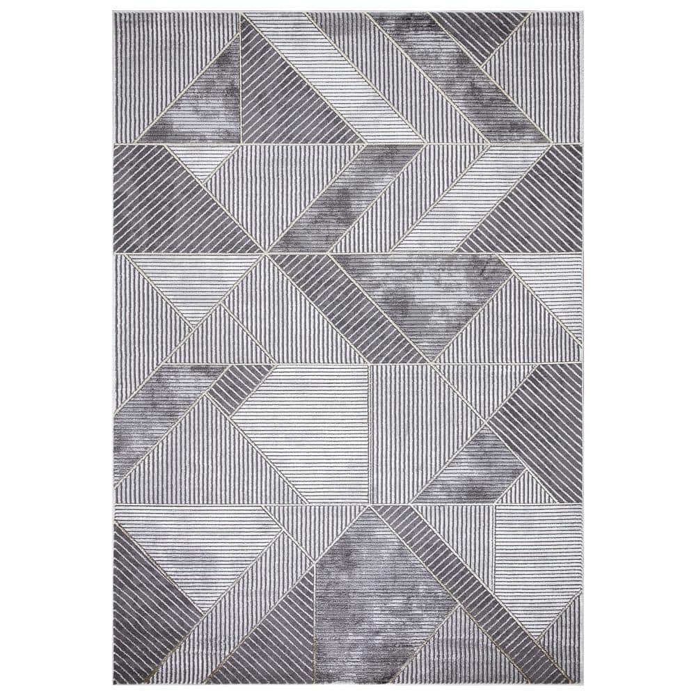 BrightonCollection Madison Gray 5 ft. x 7 ft. Geometric Area Rug - Hercitys