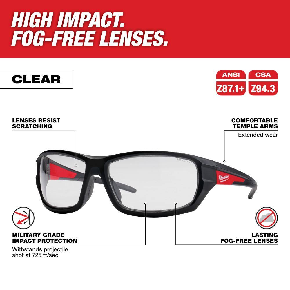 Performance Safety Glasses with Clear Fog-Free Lenses with X-Large Level 1 Cut Resistant Nitrile Gloves - Hercitys
