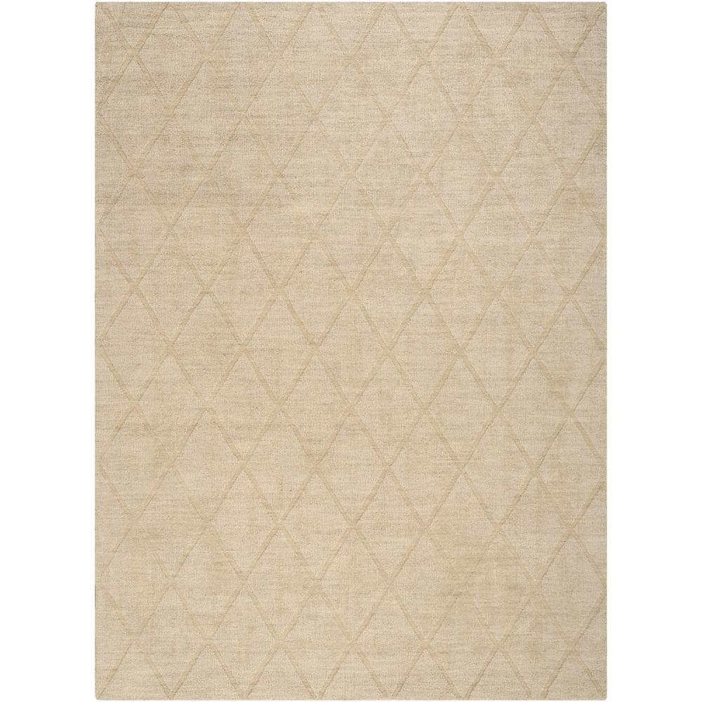 Wool Haven Beige 5 ft. x 7 ft. Diamond Contemporary Area Rug - Hercitys