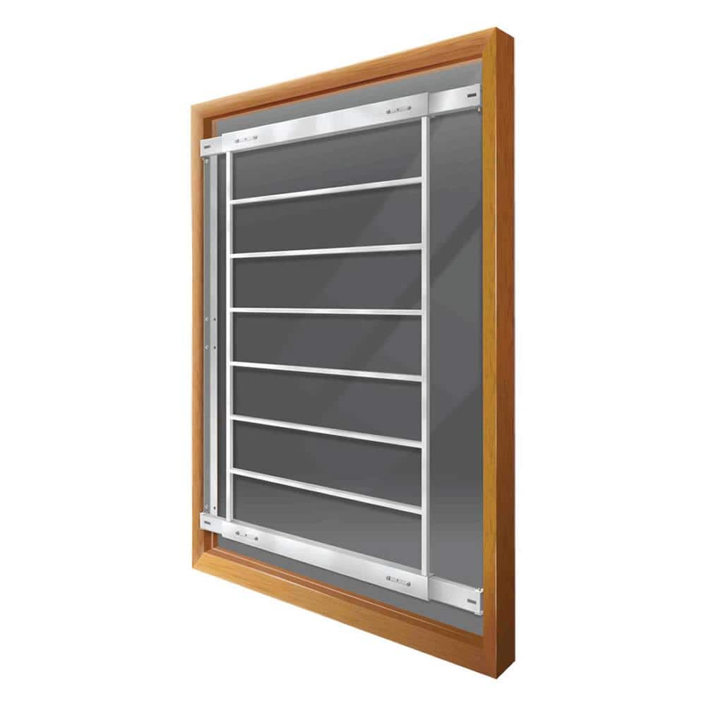 Fixed 21 in. to 28 in. Adjustable Width 8-Bar Window Guard, White - Hercitys