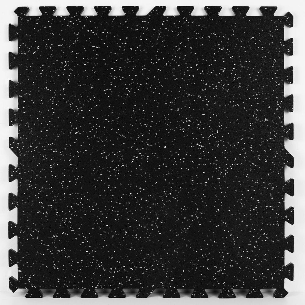 Basalt Black 24 in. W x 24 in. L x 0.47 in. Thick Rubber Interlocking Exercise Floor Tiles (4 tiles/case) - Hercitys