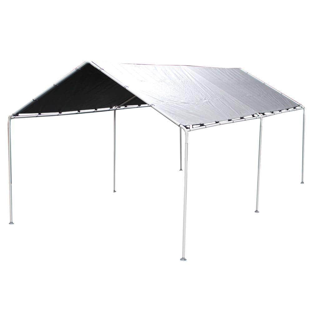 Original 10 ft. by 20 ft., 1 3/8 in. Steel Frame, 6-Leg, Carport, Grey, KMK1PCS - Hercitys