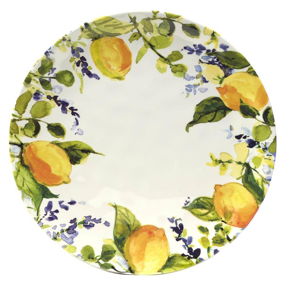 Lemon Zest Multicolored Melamine Dinner Plate 11 in. (Set of 6) - Hercitys